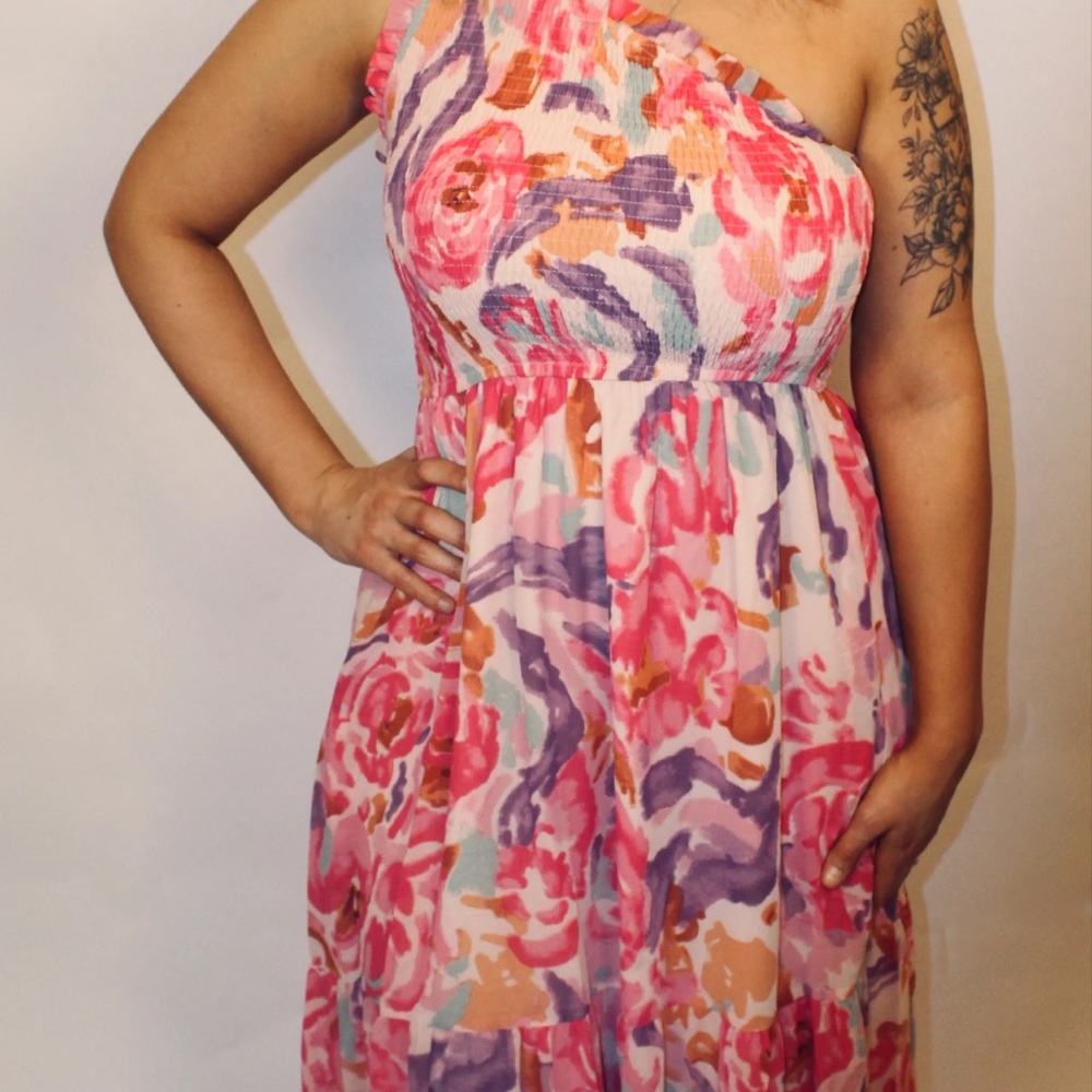 Floral One-Shoulder Dress